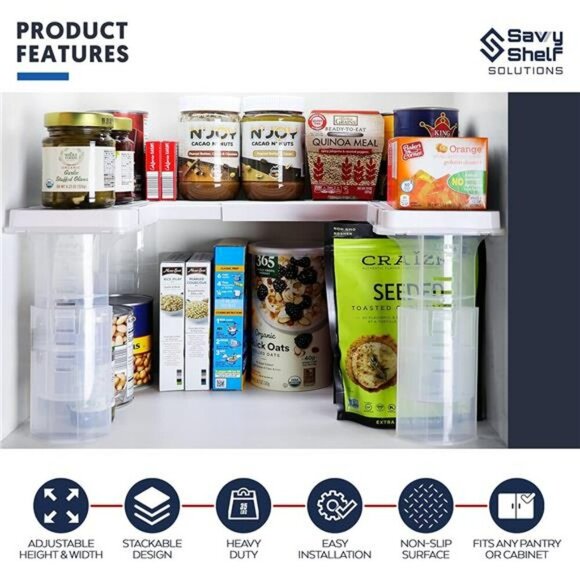 Adjustable Pantry Spice Rack Can Organizer Kitchen Cabinet Storage Shelf - Picture 3 of 7